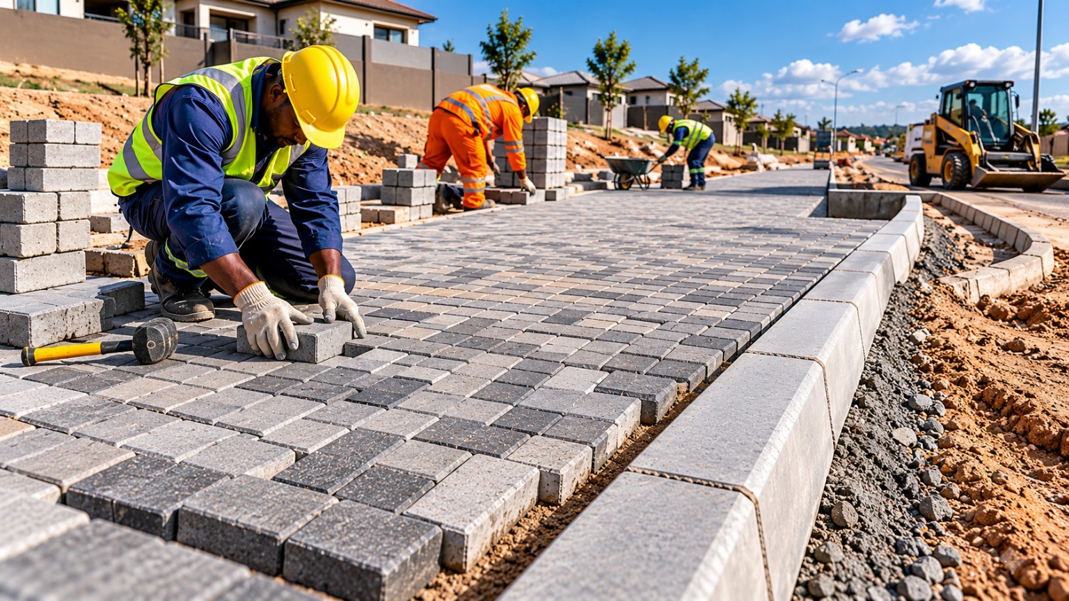 Paving and kerbing installation